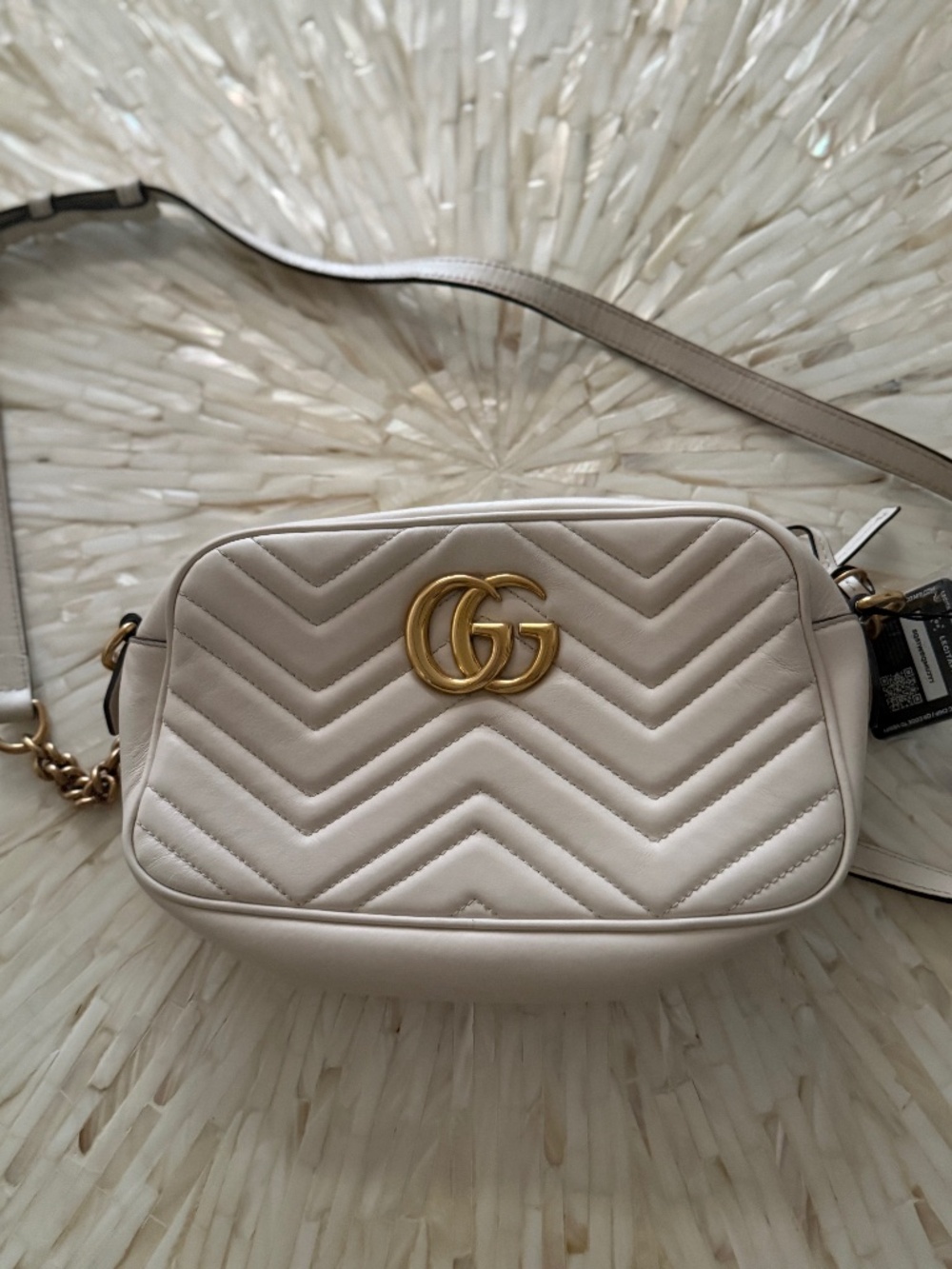 Gucci GG Marmont Matelassé Leather Camera Crossbody Bag – Ivory